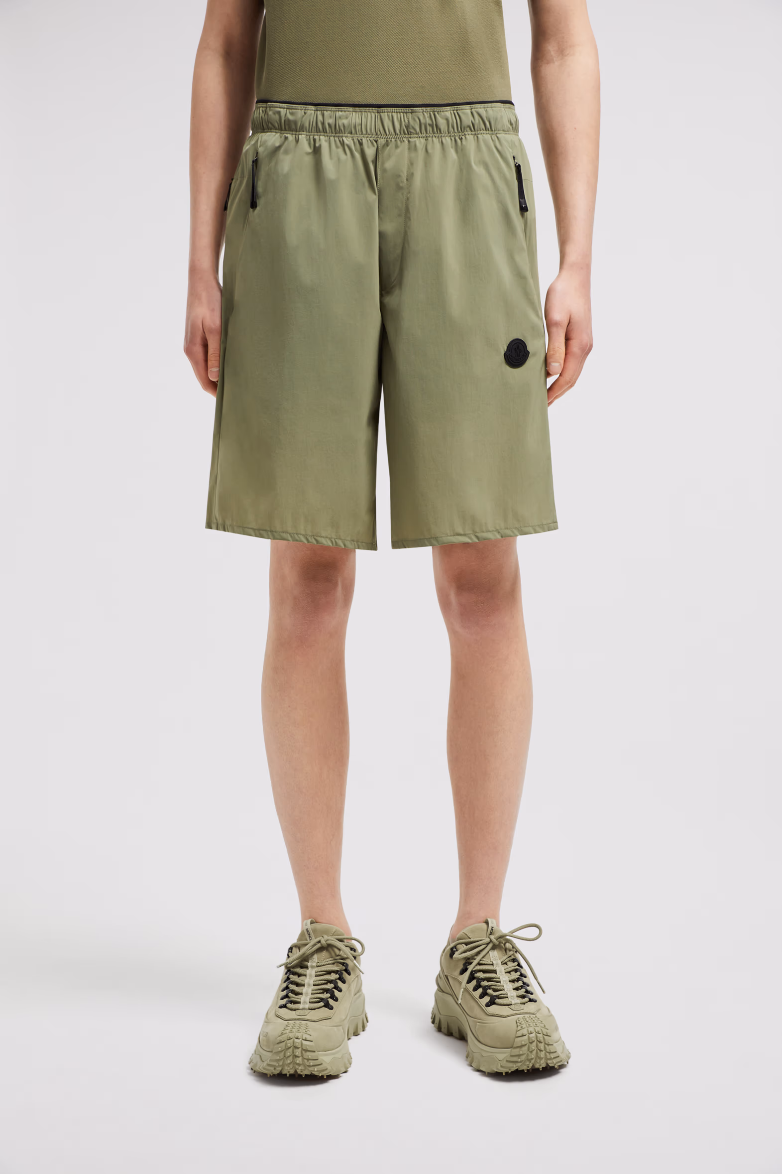 Logo Patch Shorts Men Sage Green Moncler 3